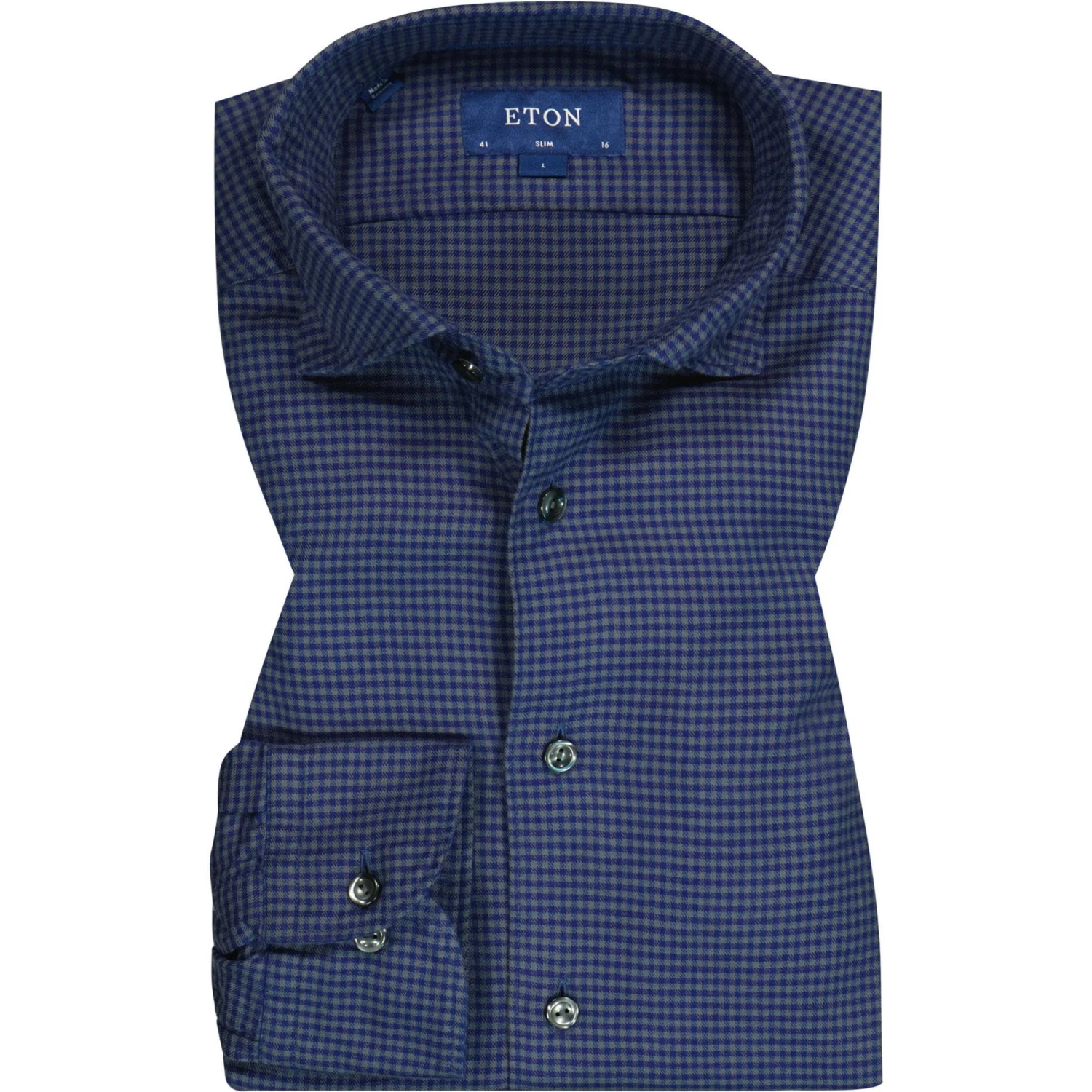 ETON Hemd 1000/02376/29 Slim Fit, Baumwolle, Dunkelblau gemustert, Dunkelblau 1 ETON Hemd 1000/02376/29 Slim Fit, Baumwolle, Dunkelblau gemustert, Dunkelblau