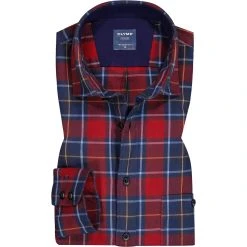 OLYMP Casual Modern 4038/84/35 Hemd, Modern Fit, Baumwolle, Rot-blau kariert, Rot