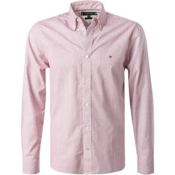 Tommy Hilfiger Hemd MW0MW20544/0K5 Regular Fit, Bio Baumwolle, Weiß-rot gemustert, Weiß-rot