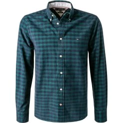 Tommy Hilfiger Hemd MW0MW20459/0MT Regular Fit, Bio Baumwolle, Navy-smaragd kariert, Navy-smaragd