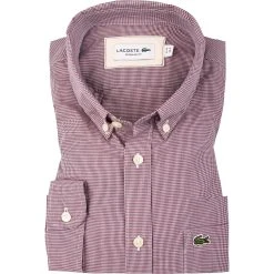 LACOSTE Hemd CH2564/BHZ Regular Fit, Baumwolle, Rot kariert, Blau-rot