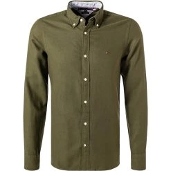 Tommy Hilfiger Hemd MW0MW21100/GYY Baumwolle-Leinen, Olivgrün, Oliv