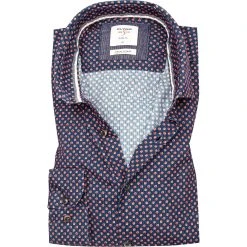 OLYMP Casual Level Five Body Fit 3576/84/07 Hemd, Cord, Rotorange-blau gemustert, Rotorange