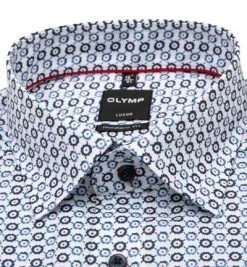 OLYMP Luxor Modern Fit 1328/84/00 Hemd, Baumwolle, Weiß-blau gemustert, Weiß -hemdenverkauf 376651 norm2