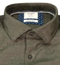 OLYMP Casual Level Five Body Fit 3574/84/47 Hemd, Cord, Olivgrün, Oliv -hemdenverkauf 376656 norm2