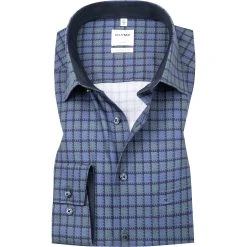 OLYMP Luxor Comfort Fit 1090/84/45 Hemd, Baumwolle, Grün-blau gemustert, Grün