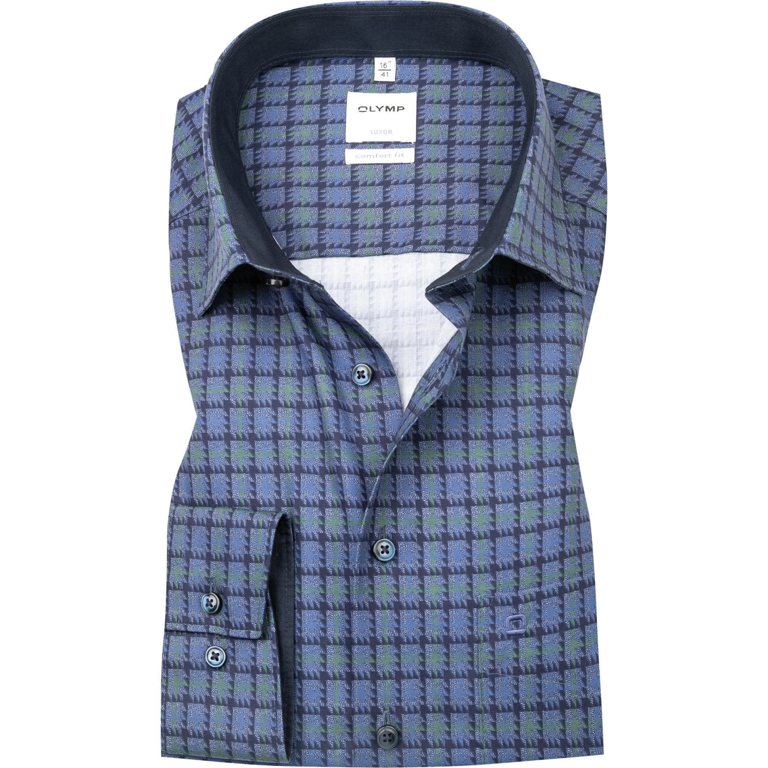 OLYMP Luxor Comfort Fit 1090/84/45 Hemd, Baumwolle, Grün-blau gemustert, Grün 1 OLYMP Luxor Comfort Fit 1090/84/45 Hemd, Baumwolle, Grün-blau gemustert, Grün