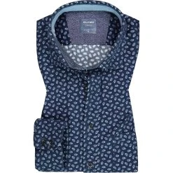 OLYMP Casual Modern Fit 4062/84/18 Hemd, Cord, Marineblau gemustert, Marine