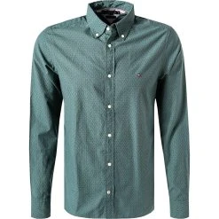 Tommy Hilfiger Hemd MW0MW20553/0H7 Slim Fit, Bio Baumwolle, Grün gemustert, Grün