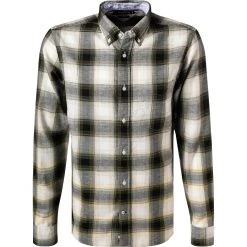 Tommy Hilfiger Hemd MW0MW20461/0N1 Regular Fit, Baumwolle-Leinen, Olivgrün kariert, Oliv