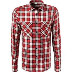 Strellson Hemd Cedric 30028357/620 Baumwolle, Extra langer Arm, Rot kariert, Rot
