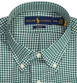 Polo Ralph Lauren Hemd 710849298/007 Slim Fit, Baumwolle, Grün-weiß kariert, Grün-weiß -hemdenverkauf 376902 norm2
