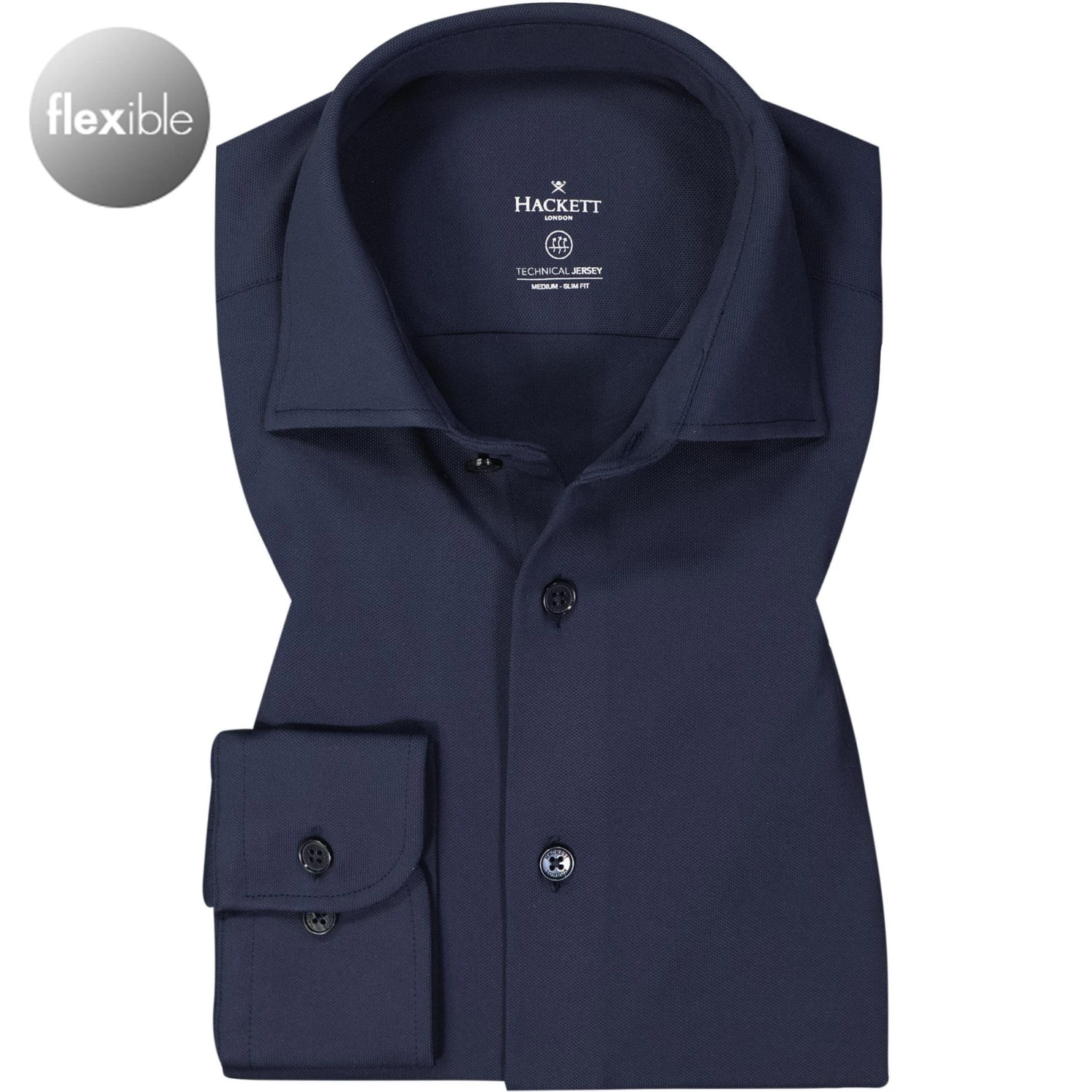 HACKETT Hemd HM308845/595 Slim Fit, Jersey, Navy 1 HACKETT Hemd HM308845/595 Slim Fit, Jersey, Navy