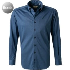 ETERNA Hemd 2159/LS84/17 Comfort Fit, Jersey CO2-Neutral, Blau meliert, Blau