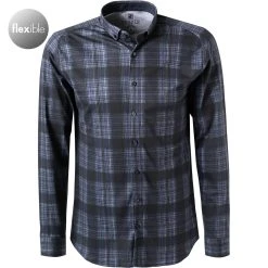 DESOTO Hemd Modern B.D. 47013-3/523 Jersey, Dunkelblau-schwarz kariert, Dunkelblau