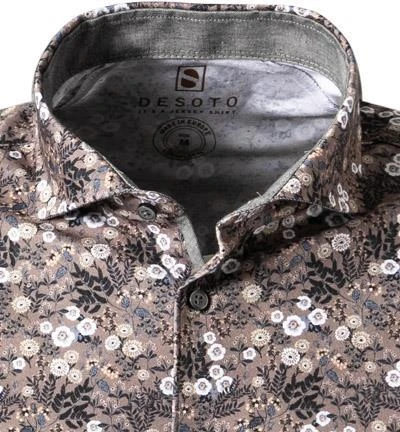 DESOTO Hemd New Hai 48107-3/827 Jersey, Braun gemustert, Braun 3 DESOTO Hemd New Hai 48107-3/827 Jersey, Braun gemustert, Braun – Bild 3