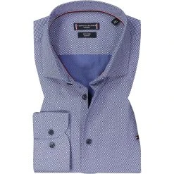 Tommy Hilfiger Hemd MW0MW20827/0GY Slim Fit, Bio Baumwolle, Navy-weiß gemustert, Navy-weiß