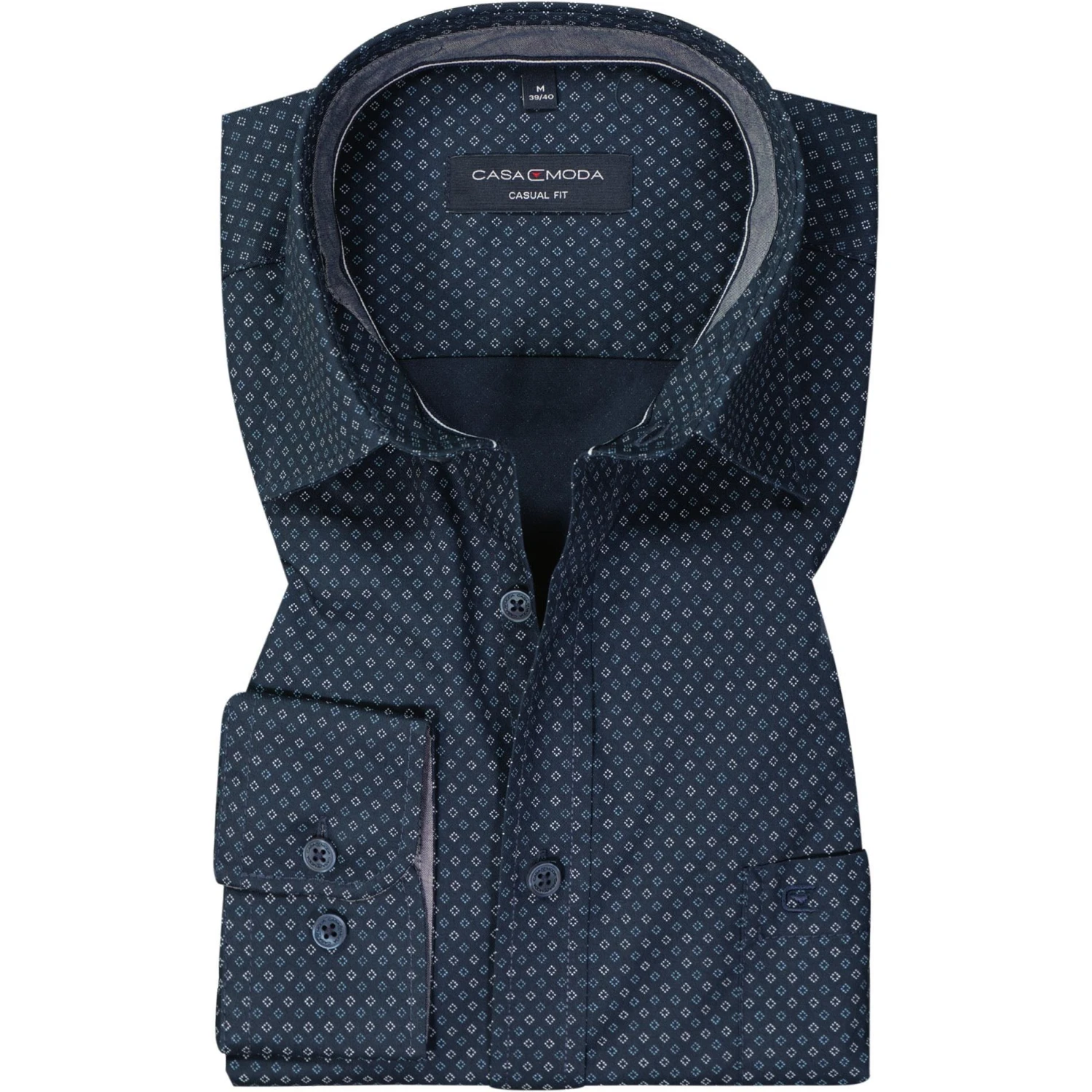 CasaModa Hemd 413715000/100 Casual Fit, Baumwolle, Blau gemustert, Blau 1 CasaModa Hemd 413715000/100 Casual Fit, Baumwolle, Blau gemustert, Blau