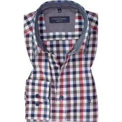 CasaModa Hemd 413714100/400 Casual Fit, Baumwolle, Rot-blau kariert, Rot