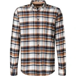 Daniel Hechter Hemd 60350/112603/440 Regular Fit, Flanell, Haselnuss-blau kariert, Haselnuss