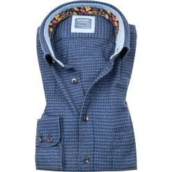 OLYMP Casual Modern Fit 4074/84/18 Hemd, Bio Baumwolle, Marine gemustert, Marine