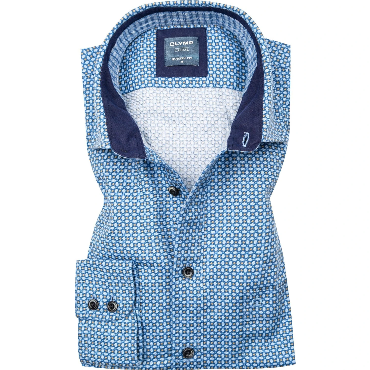 OLYMP Casual Modern Fit 4080/84/28 Hemd, Bio Baumwolle, Hellblau gemustert, Hellblau-braun 1 OLYMP Casual Modern Fit 4080/84/28 Hemd, Bio Baumwolle, Hellblau gemustert, Hellblau-braun