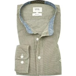 camel active Hemd 409126/6S06/93 Regular Fit, Baumwolle, Olivgrün gestreift, Oliv