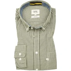 camel active Hemd 409112/6S02/38 Regular Fit, Baumwolle, Grün kariert, Grün