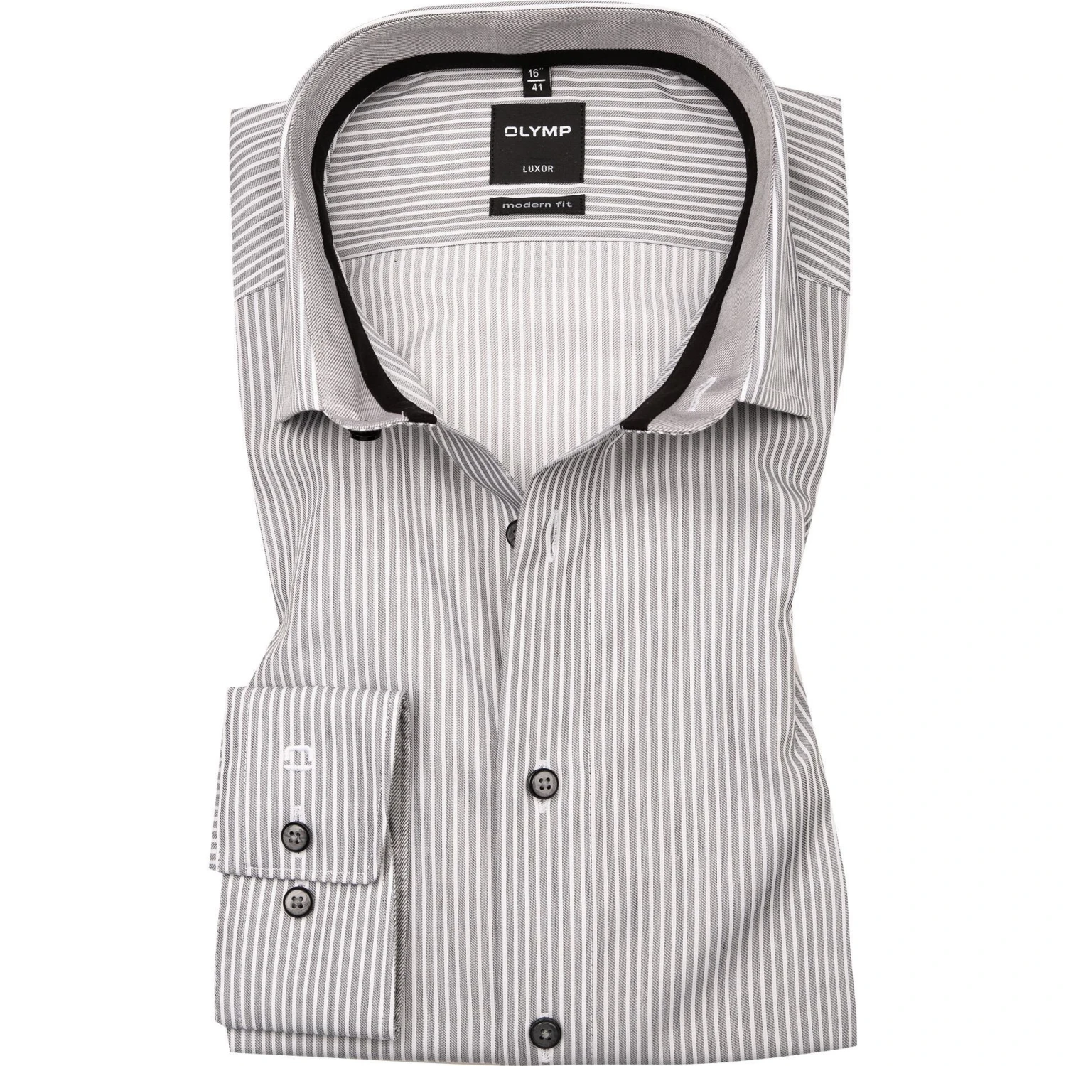 OLYMP Luxor Modern Fit 69EL 1310/89/68 Hemd, Baumwolle, Extra langer Arm, Schwarz-weiß gestreift, Schwarz-weiß 1 OLYMP Luxor Modern Fit 69EL 1310/89/68 Hemd, Baumwolle, Extra langer Arm, Schwarz-weiß gestreift, Schwarz-weiß