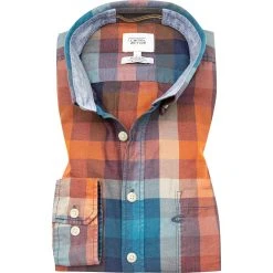camel active Hemd 409111/6S21/94 Regular Fit, Baumwolle, Multicolour kariert, Rotorange-braun
