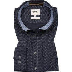 camel active Hemd 409115/6S05/47 Regular Fit, Baumwolle, Nachtblau gemustert, Nachtblau