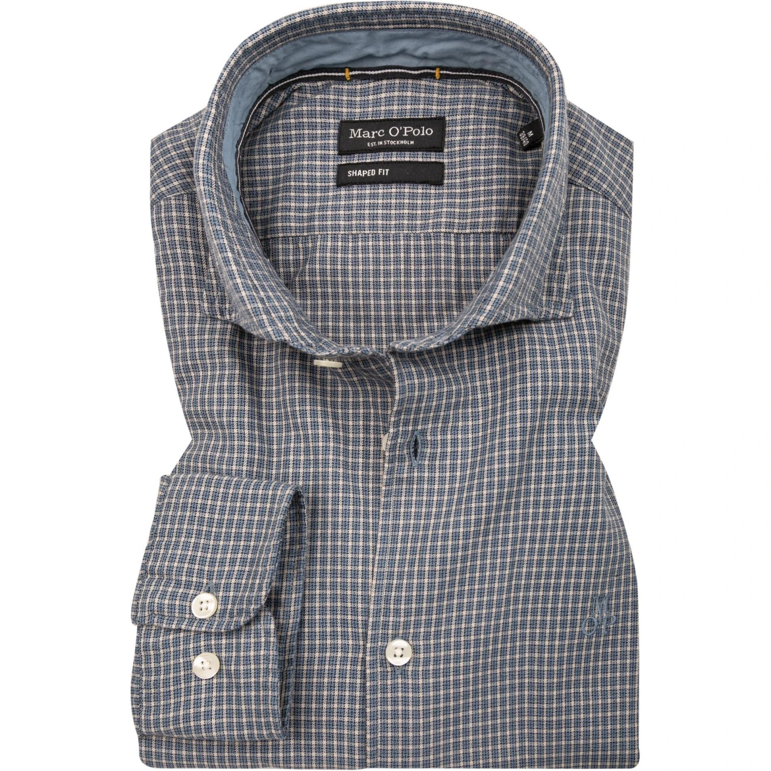 Marc O'Polo Hemd 129 7223 42168/C80 Shaped Fit, Baumwolle, Blau kariert, Blau 1 Marc O'Polo Hemd 129 7223 42168/C80 Shaped Fit, Baumwolle, Blau kariert, Blau