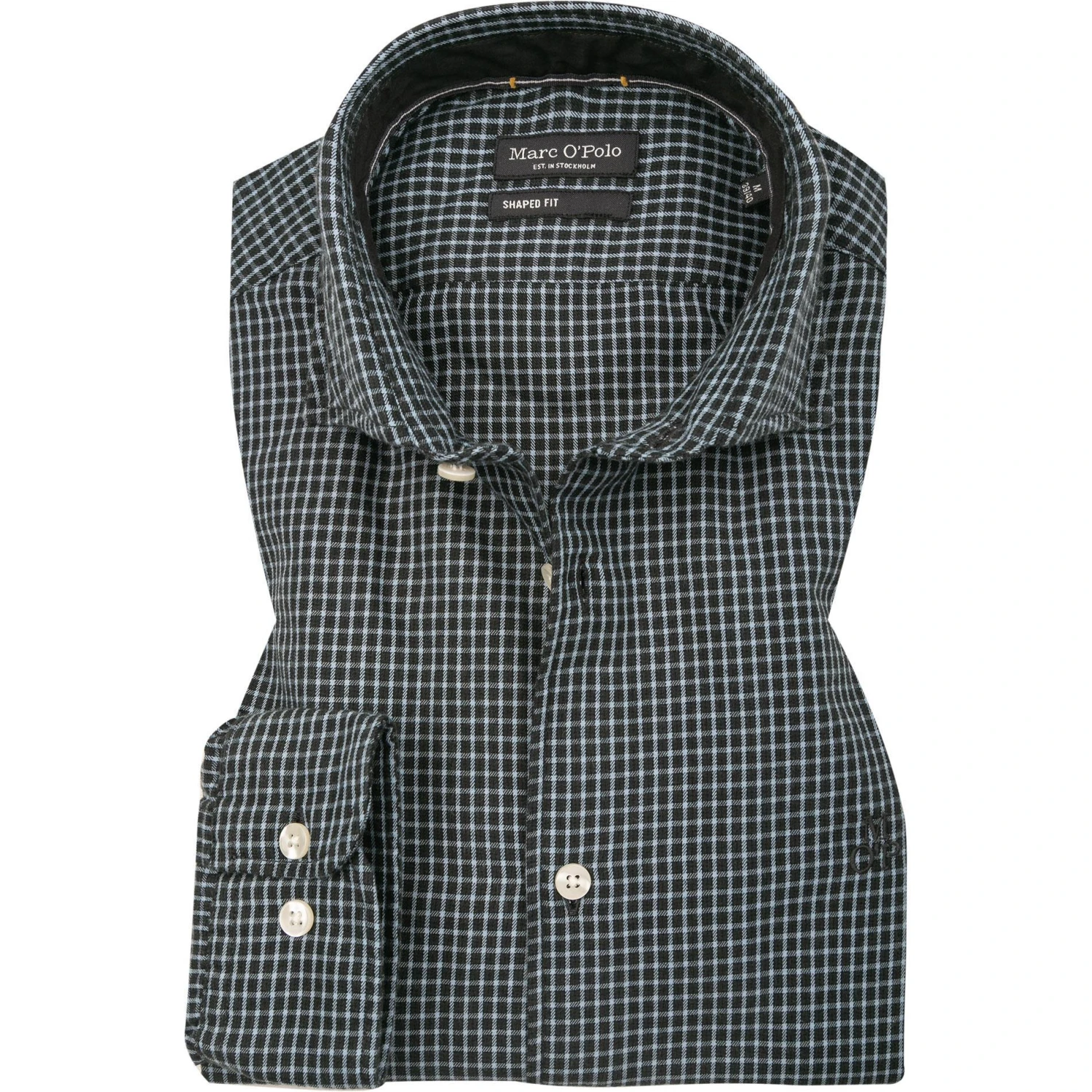 Marc O'Polo Hemd 129 7223 42168/H41 Shaped Fit, Baumwolle, Schwarz-blau kariert, Schwarz-blau 1 Marc O'Polo Hemd 129 7223 42168/H41 Shaped Fit, Baumwolle, Schwarz-blau kariert, Schwarz-blau