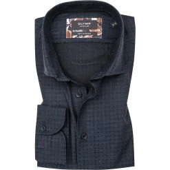 OLYMP Signature Tailored Fit 8557/84/14 Hemd, Baumwolle-Kaschmir, Nachtblau gemustert, Nachtblau