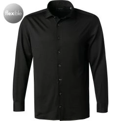 OLYMP Signature Tailored Fit 8504/84/68 Hemd, Schurwoll-Jersey, Schwarz