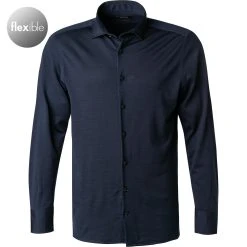 OLYMP Signature Tailored Fit 8504/84/14 Hemd, Schurwoll-Jersey, Dunkelblau, Nachtblau