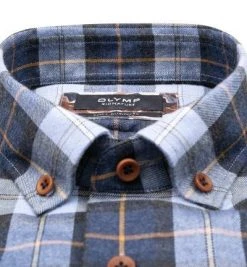 OLYMP Signature Tailord Fit 8555/84/11 Hemd, Tailored Fit, Baumwolle-Kaschmir, Bleu kariert, Bleu -hemdenverkauf 377913 norm2