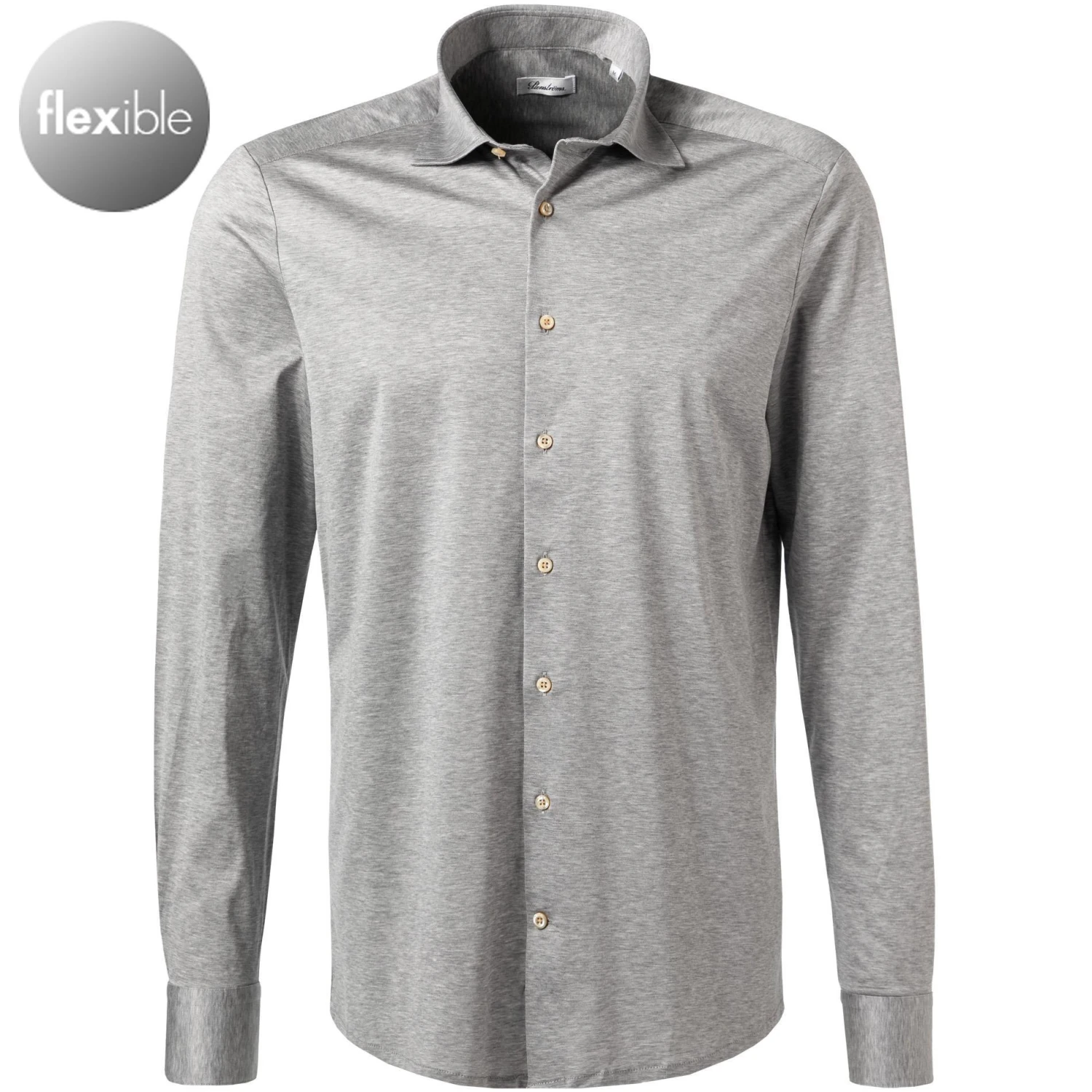 Stenströms Hemd 840000/8270/310 Jersey, Silbergrau meliert, Silber 1 Stenströms Hemd 840000/8270/310 Jersey, Silbergrau meliert, Silber