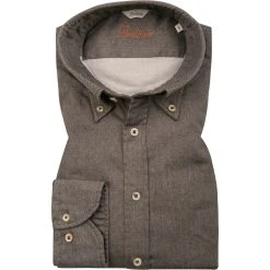 Stenströms Hemd 675261/8280/290 Fitted body, Baumwolle, Braun meliert, Braun