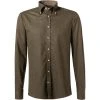 Stenströms Hemd 684261/1923/480 Fitted Body, Flanell, Jägergrün meliert, Jägergrün