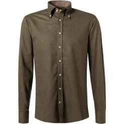 Stenströms Hemd 684261/1923/480 Fitted Body, Flanell, Jägergrün meliert, Jägergrün