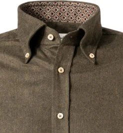 Stenströms Hemd 684261/1923/480 Fitted Body, Flanell, Jägergrün meliert, Jägergrün -hemdenverkauf 378076 norm2