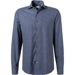 Stenströms Hemd 612501/8220/173 Fitted Body, Flanell, Indigo gemustert, Indigo