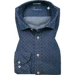 Stenströms Hemd 675921/8297/821 Fitted body, Baumwolle, Blau gemustert, Blau
