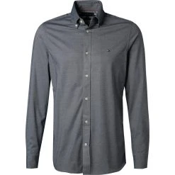 Tommy Hilfiger Hemd MW0MW20985/DCC Slim Fit, Baumwolle, Graublau meliert, Graublau
