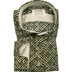 FIL NOIR Hemd Treviso 51587/85 Shaped Fit, Baumwolle CO2-Neutral, Grün gemustert , Grün