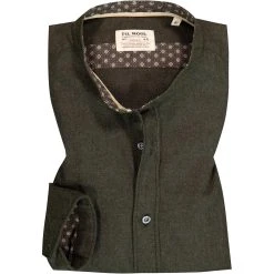FIL NOIR Hemd Ancona 51582/85 Shaped Fit, Flanell CO2-Neutral, Dunkelgrün meliert, Grün