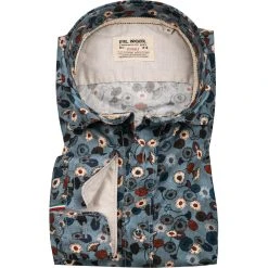 FIL NOIR Hemd Treviso 51580/67 Shaped Fit, Baumwolle CO2-Neutral, Blau gemustert, Blau