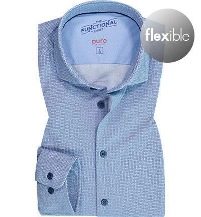 PURE Hemd 4046-21750/173 Funktionsmaterial, Mittelblau gemustert, Mittelblau 2 PURE Hemd 4046-21750/173 Funktionsmaterial, Mittelblau gemustert, Mittelblau – Bild 2