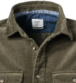 OLYMP Casual Level Five Body Fit 3503/84/47 Overshirt, Cord, Olivgrün, Oliv -hemdenverkauf 378403 norm2
